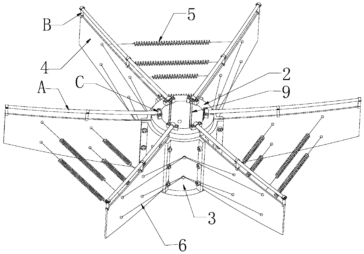 A flexible rib deployable antenna device with active surface adjustment function