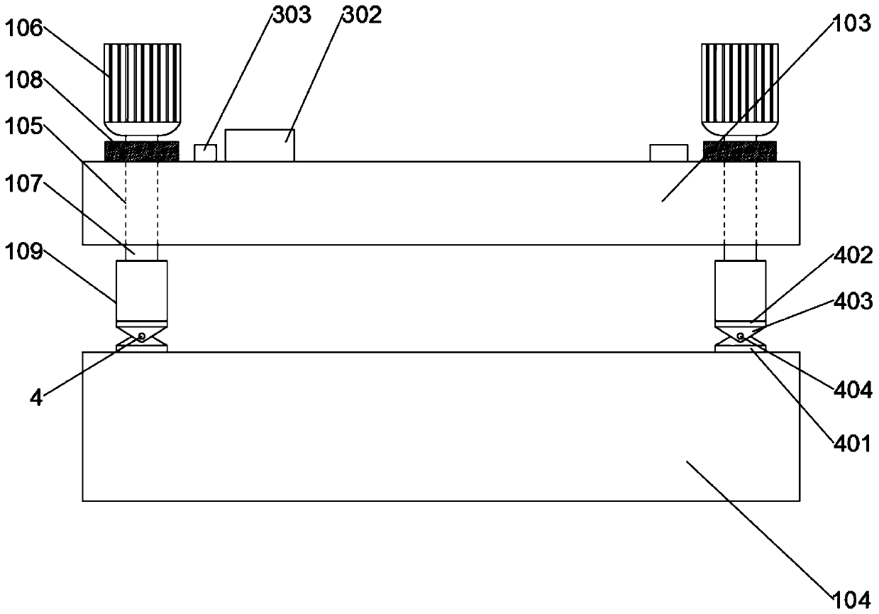 A stamping device for a chassis guard plate for an automobile