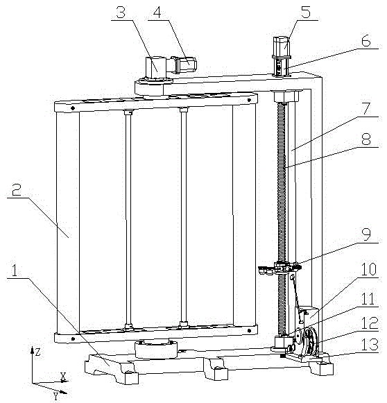 Vertical polarization wire grid production device