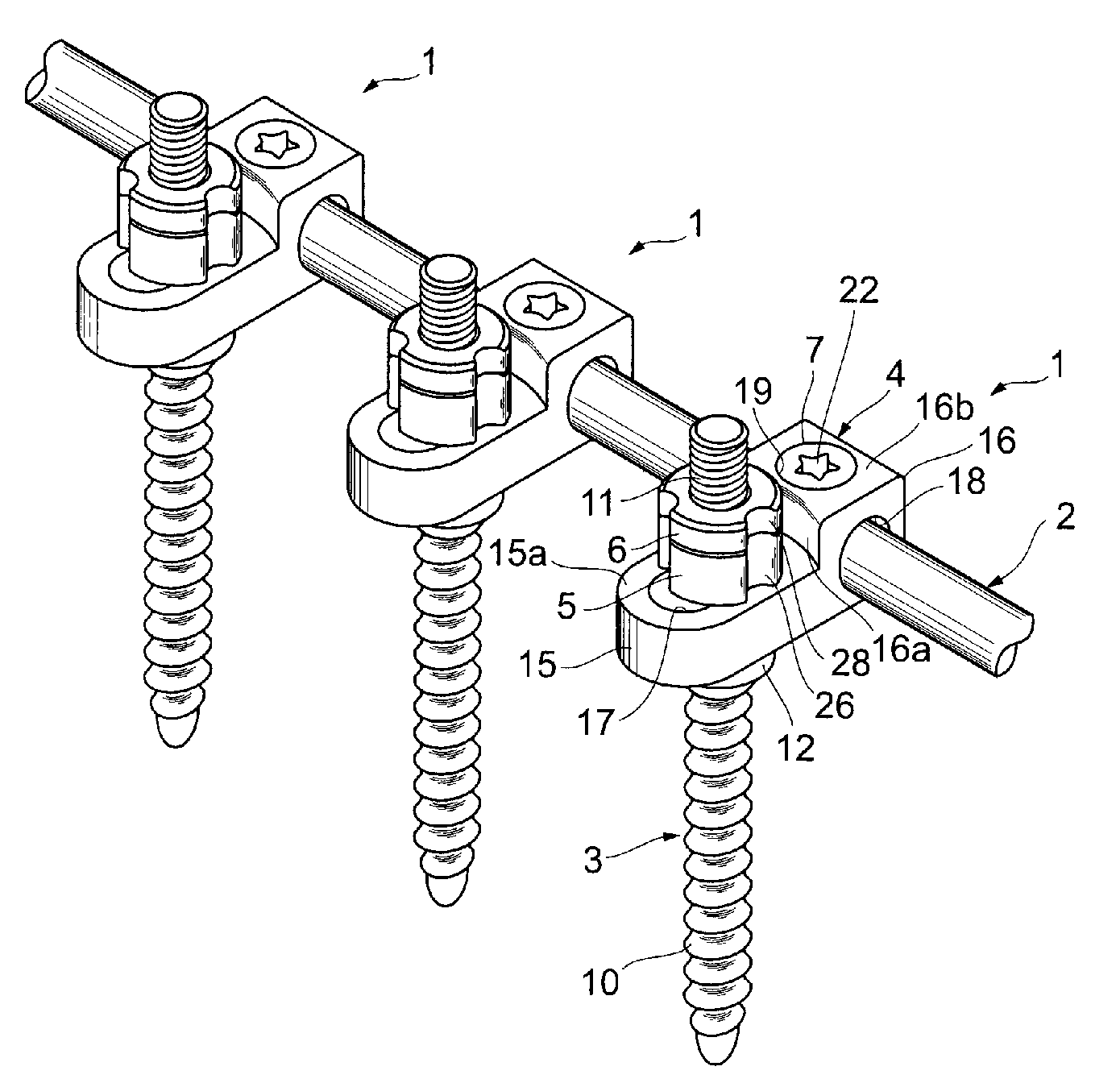 Vertebra connection member and nut driver