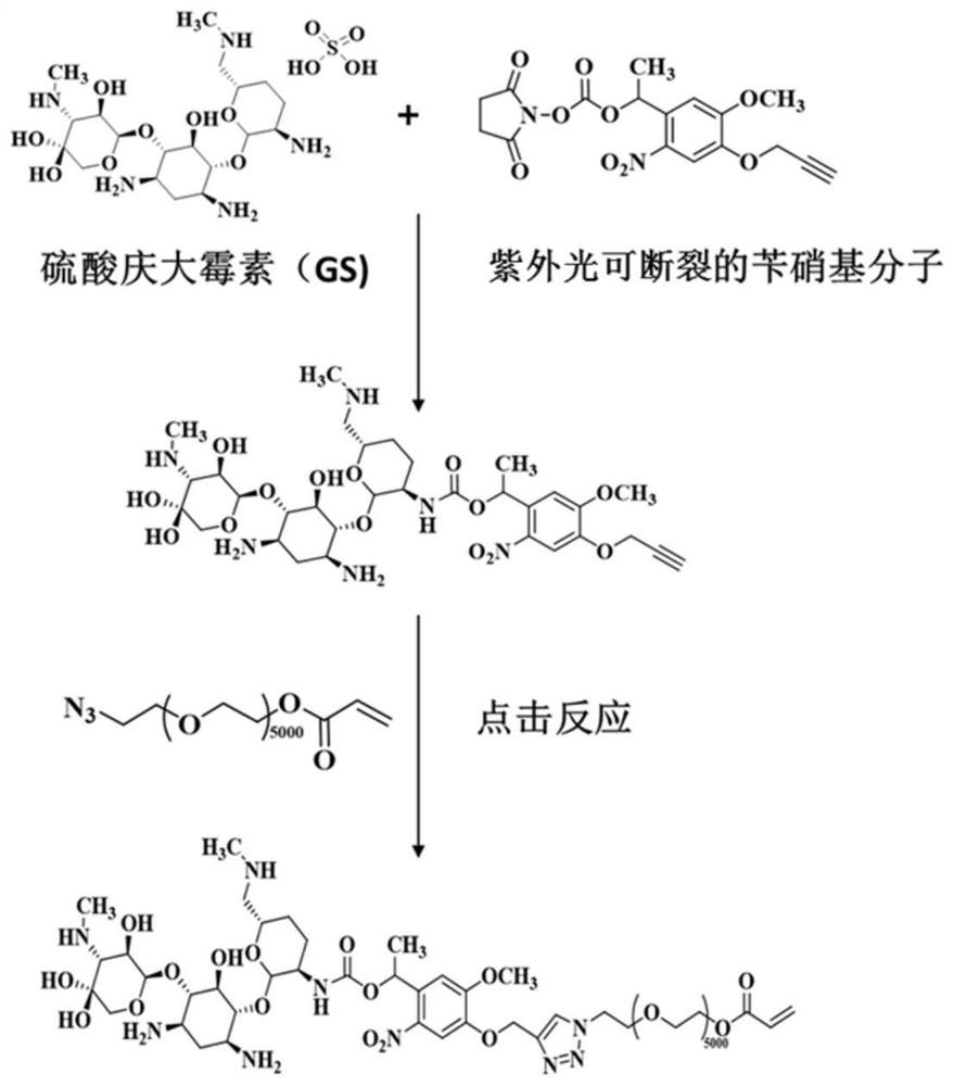 A kind of photosensitive polyethylene glycol-based antibacterial hydrogel dressing and preparation method thereof