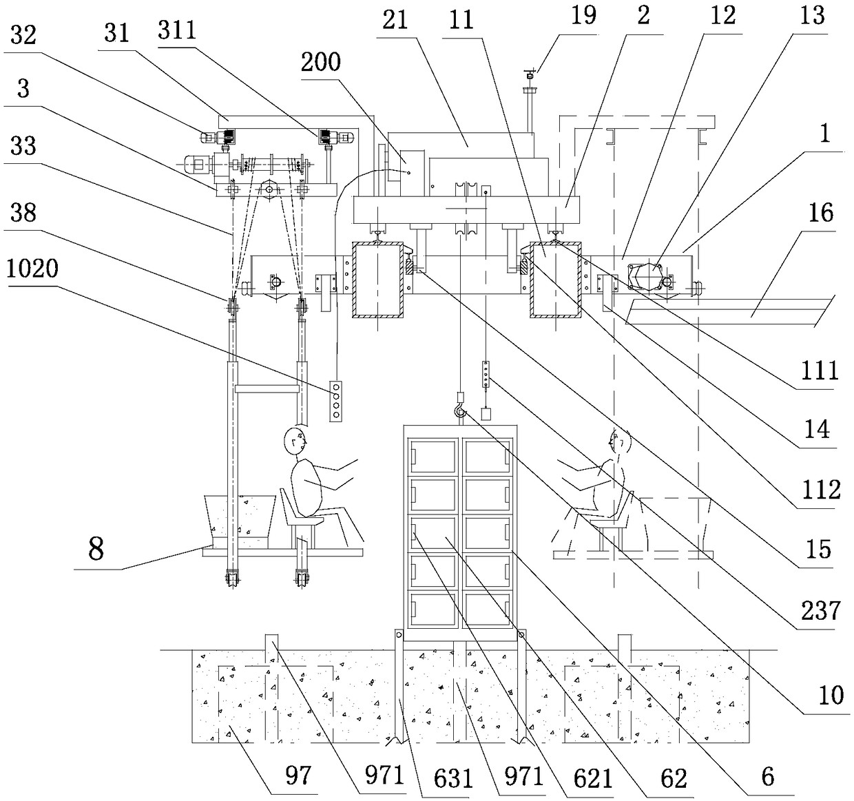 Culture feeding system with tracks suspended below roof beam