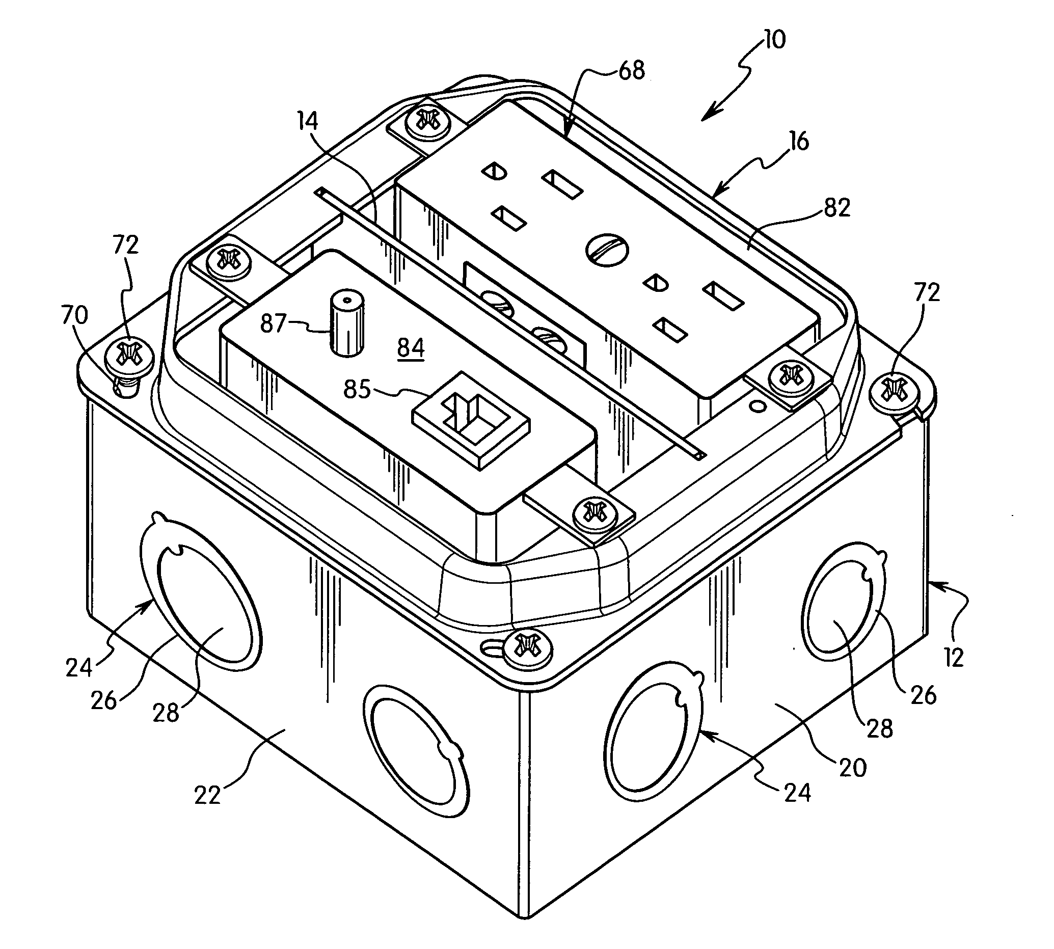 Electrical box with multi-directional partition plate