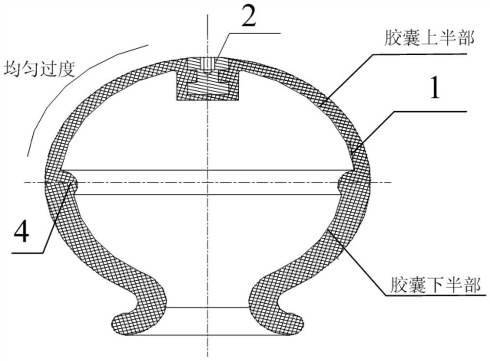 Capsule assembly for spherical pressure accumulator of servo mechanism, molding die and molding method thereof