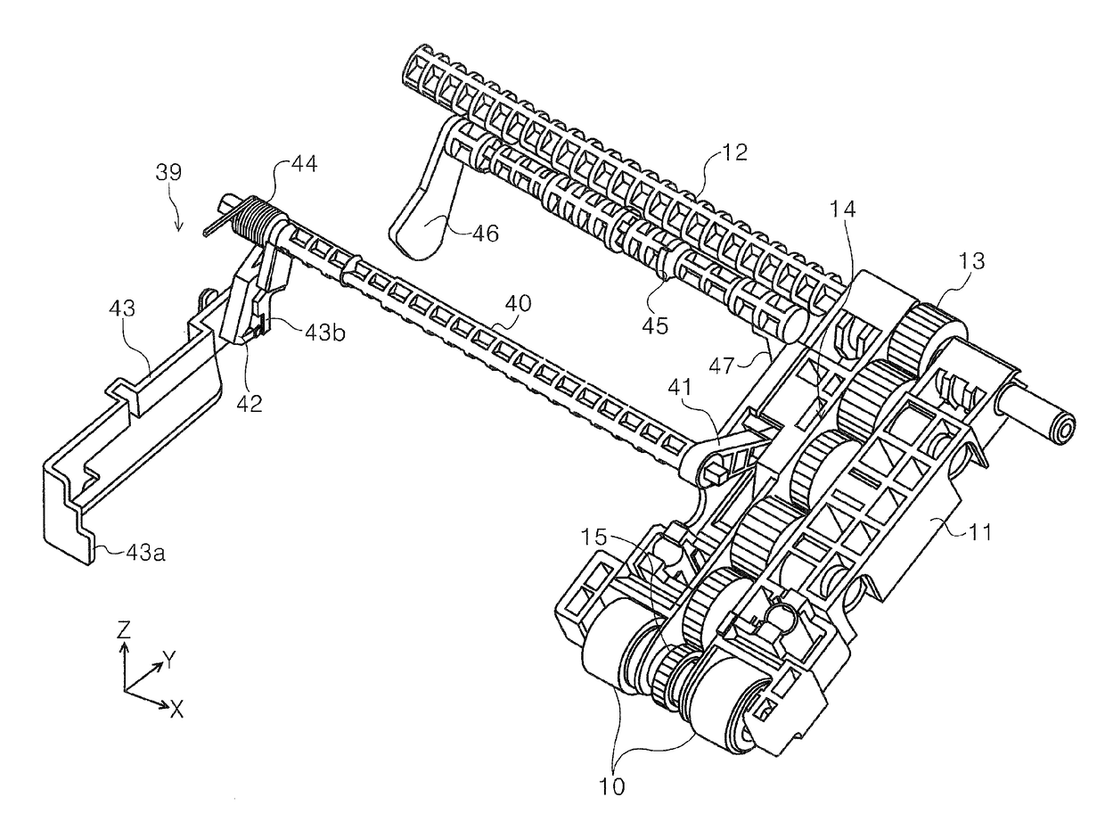 Recording apparatus with movable feed roller