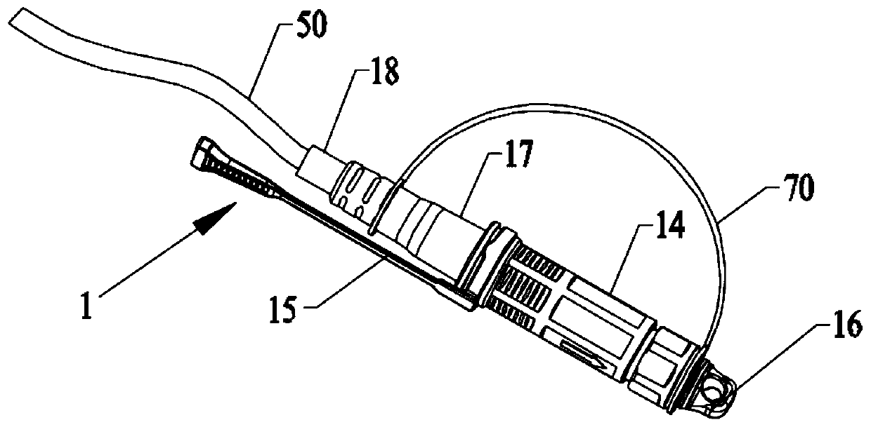 Connector and optical fiber connecting assembly