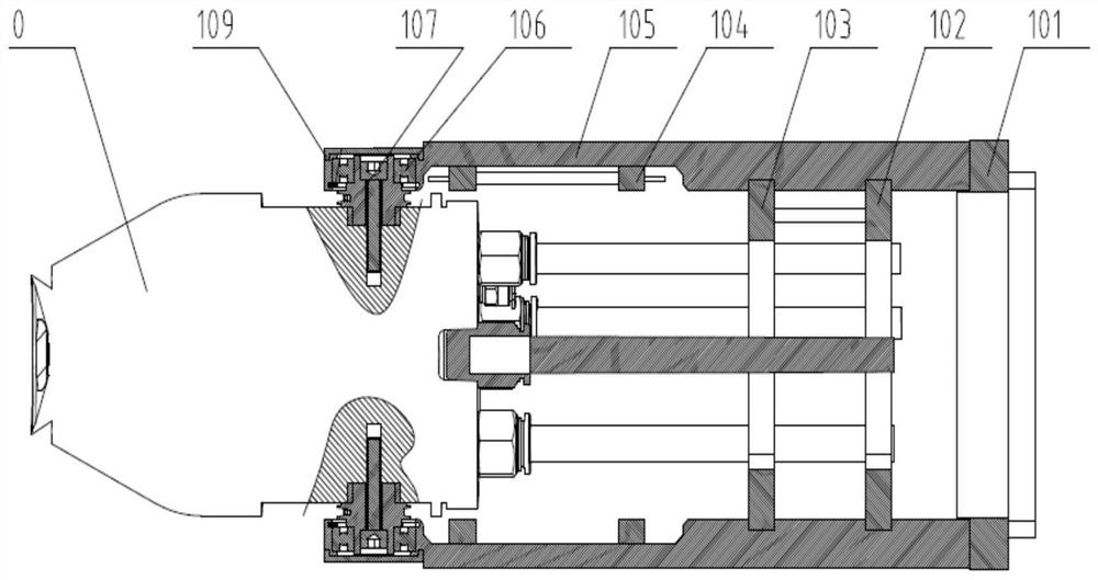 Compact type long-span steel wire rope traction rear-mounted throwing and coating head swinging device