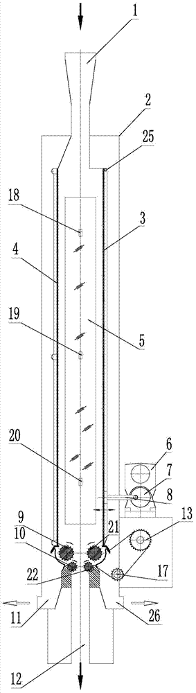 Progressive feeding type feed device of cotton long fiber raw materials