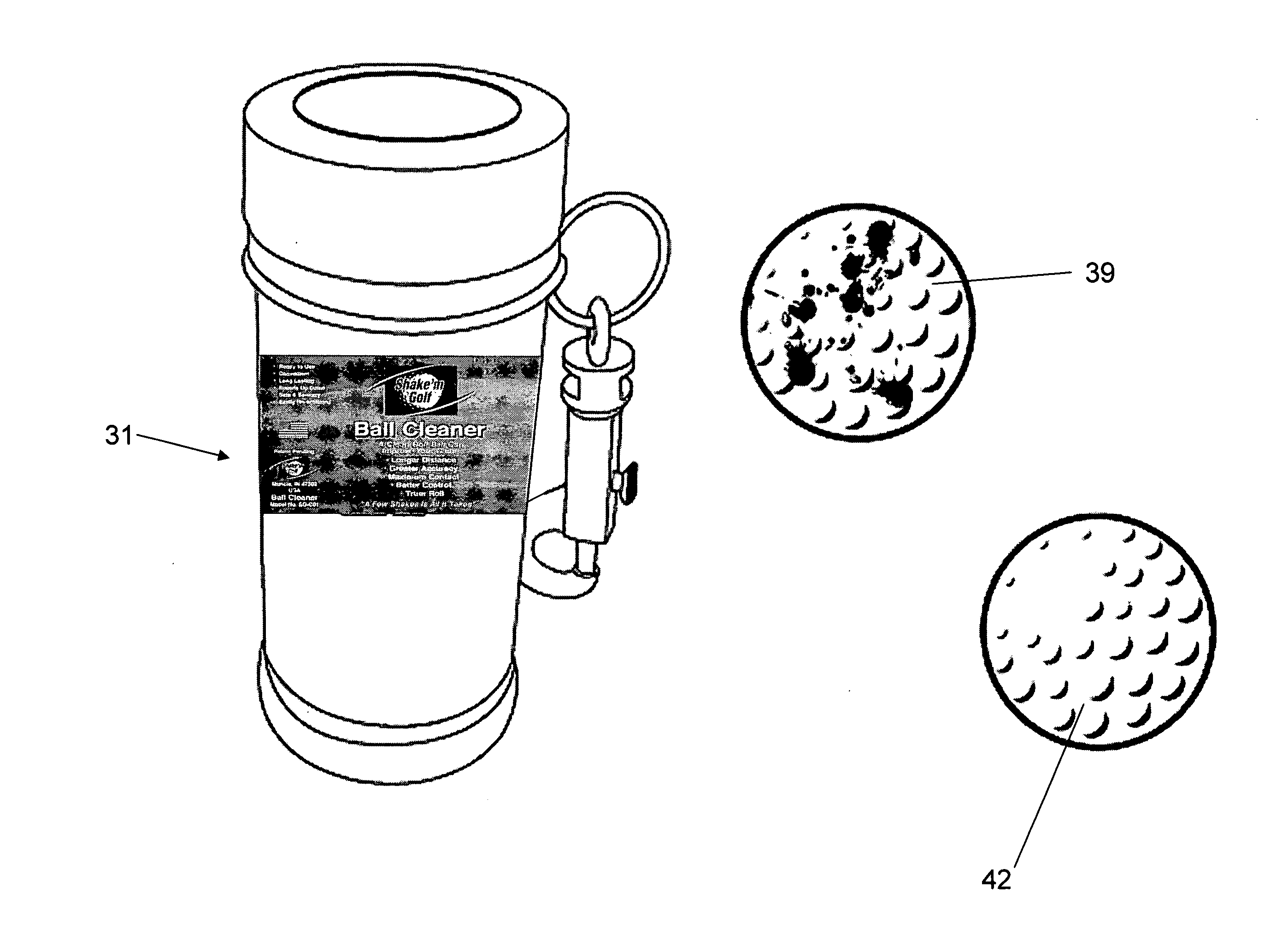 Hand held golf ball cleaner