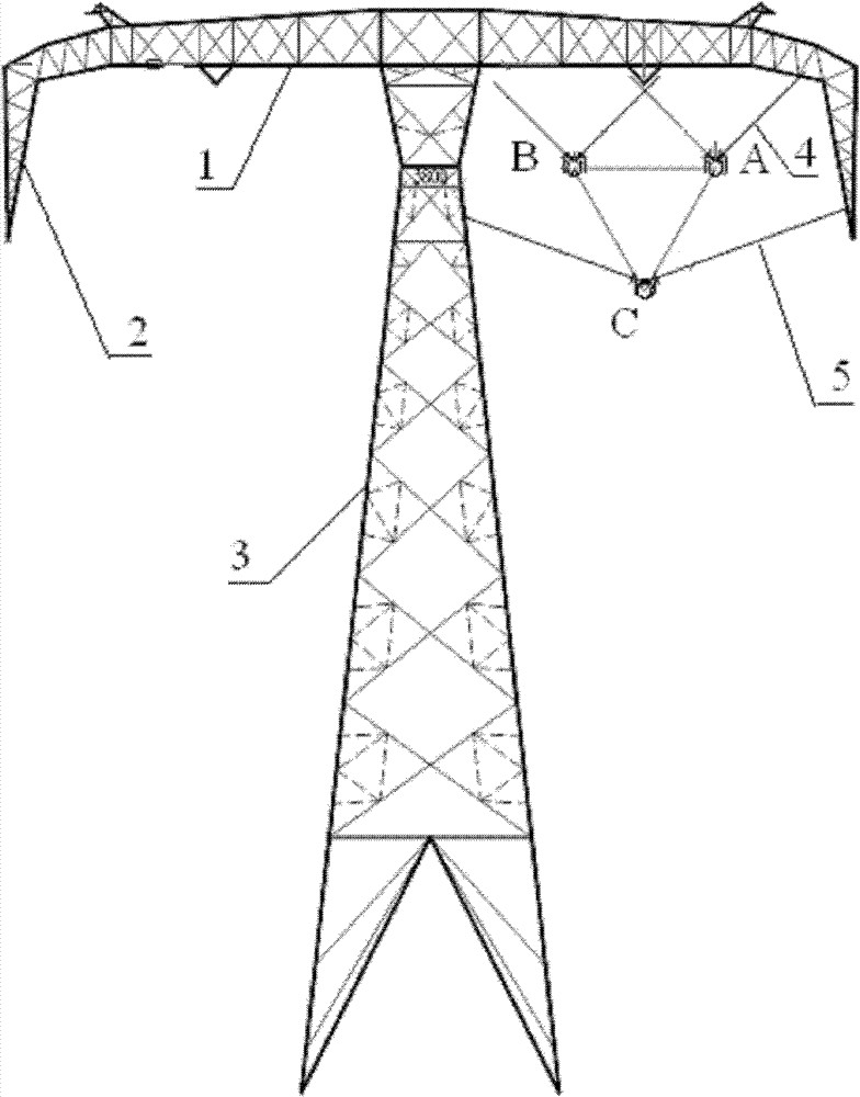 Novel tower for extra-high voltage dual-circuit compact transmission