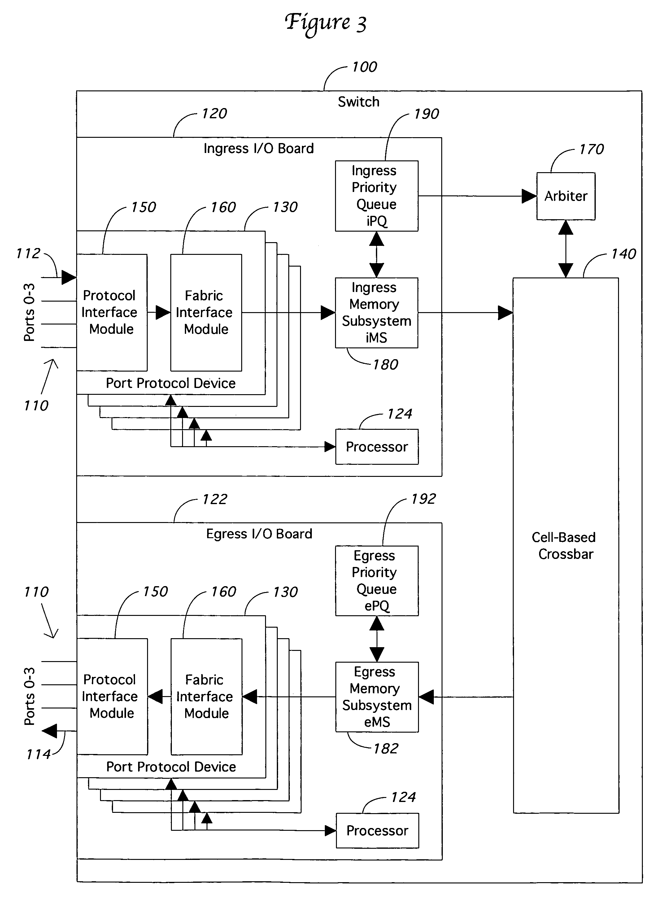 Method and apparatus for rendering a cell-based switch useful for frame based protocols