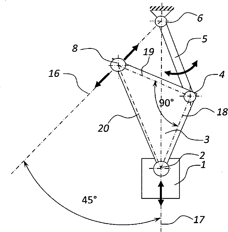 Diagonally driven connecting rod pressure drive mechanism