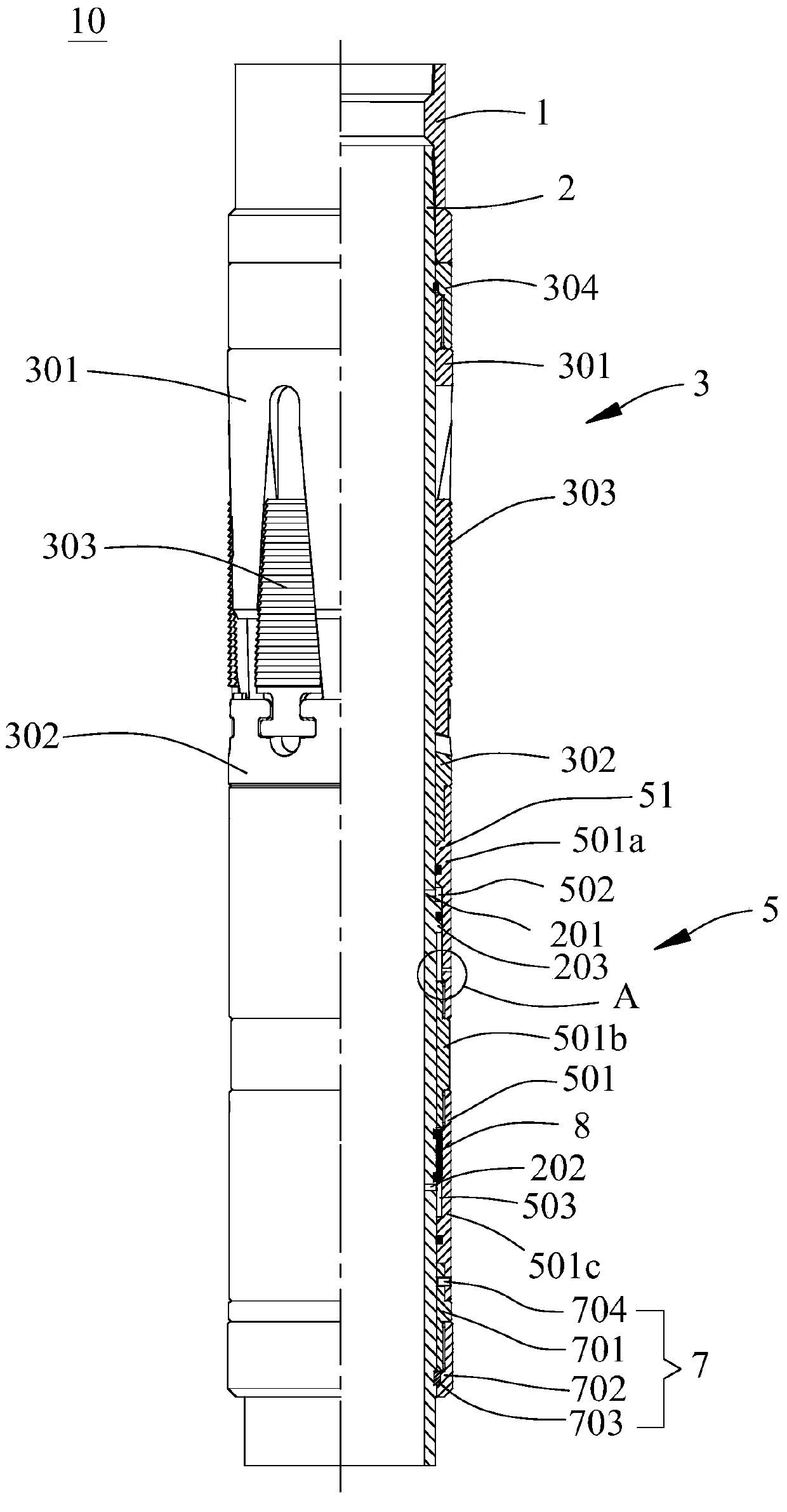 Drilling liner hanger and string type well cementing system comprising same