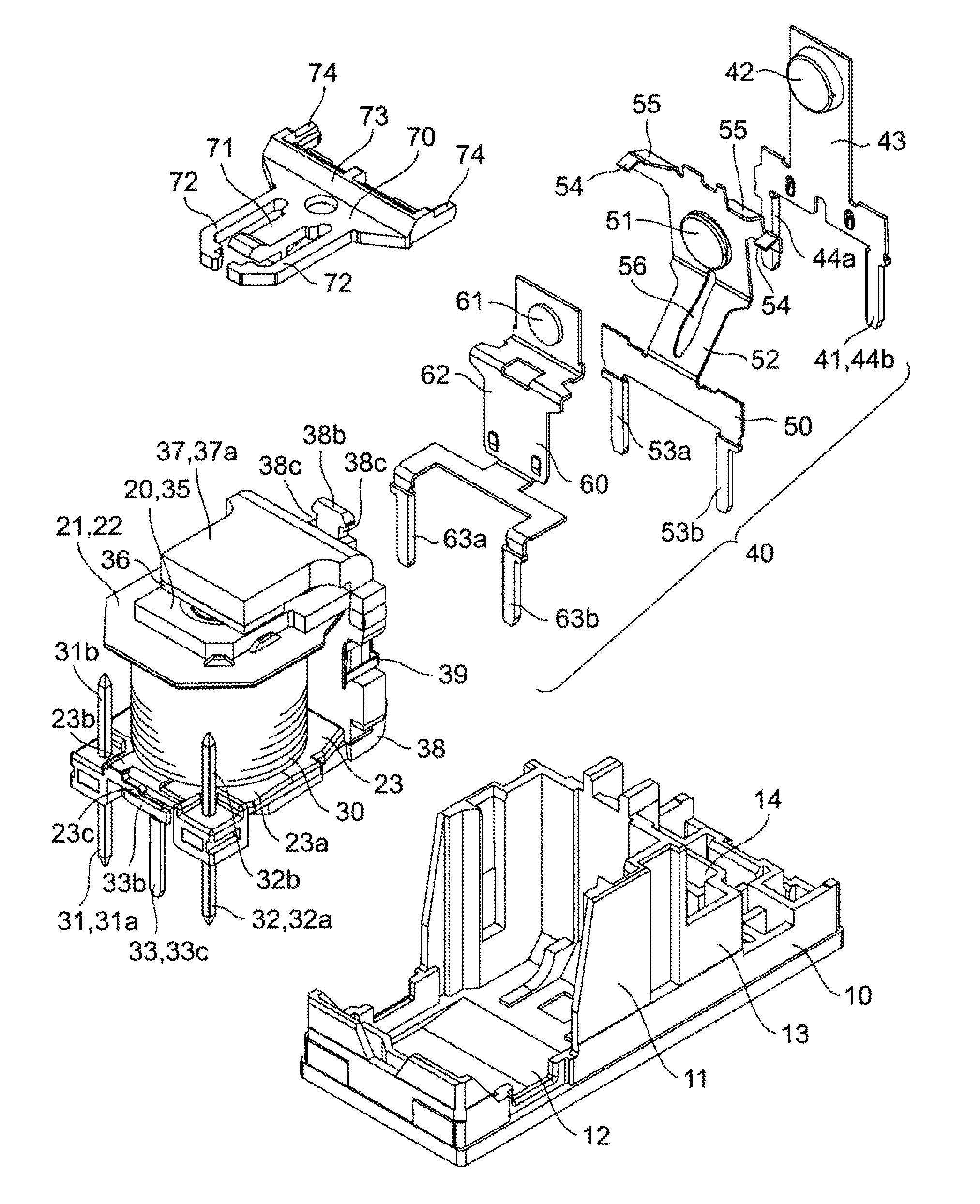 Electromagnet device and electromagnetic relay using the same