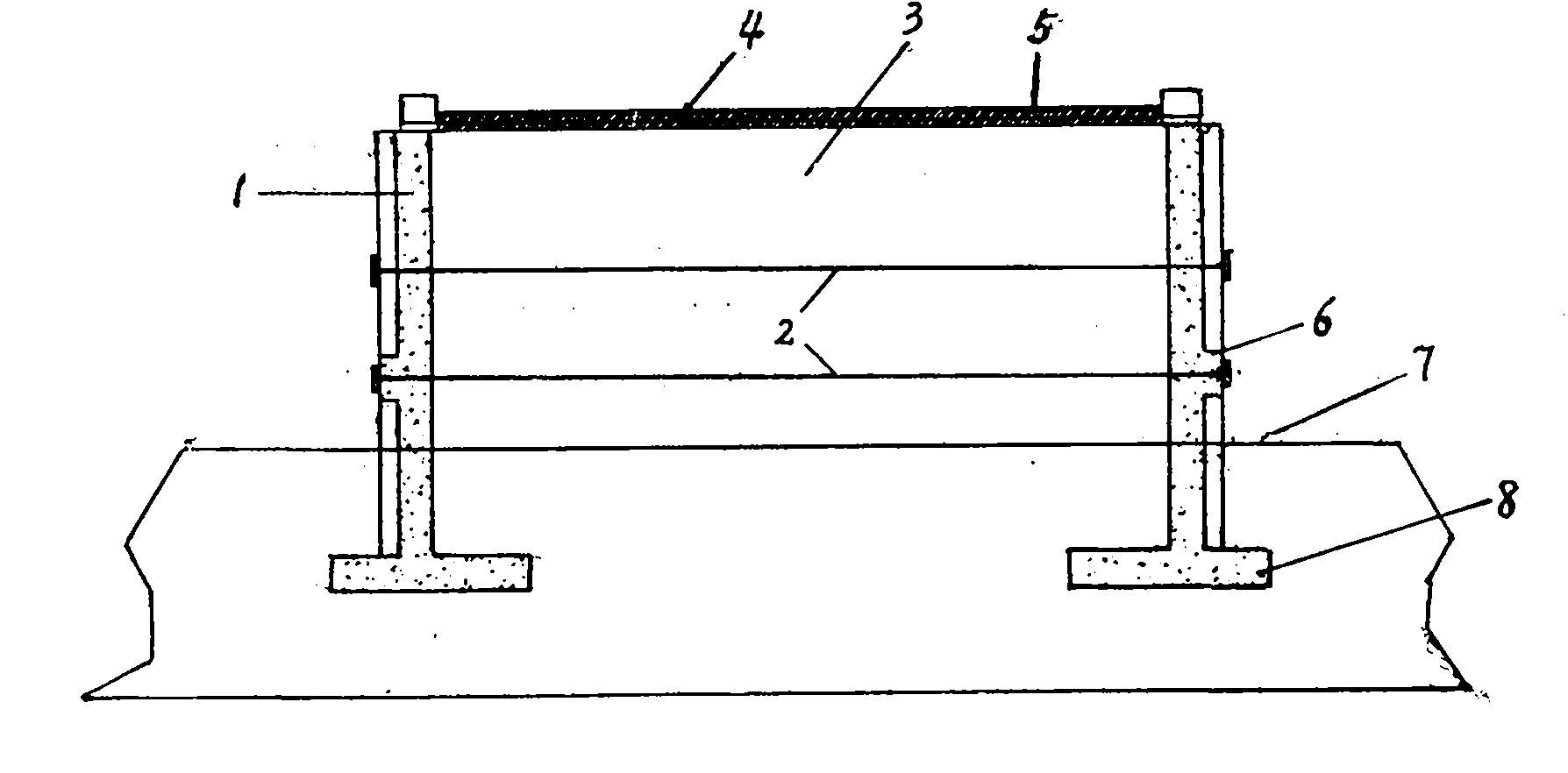 Counter-pulled type rib retaining wall of pre-stressing force cantilever