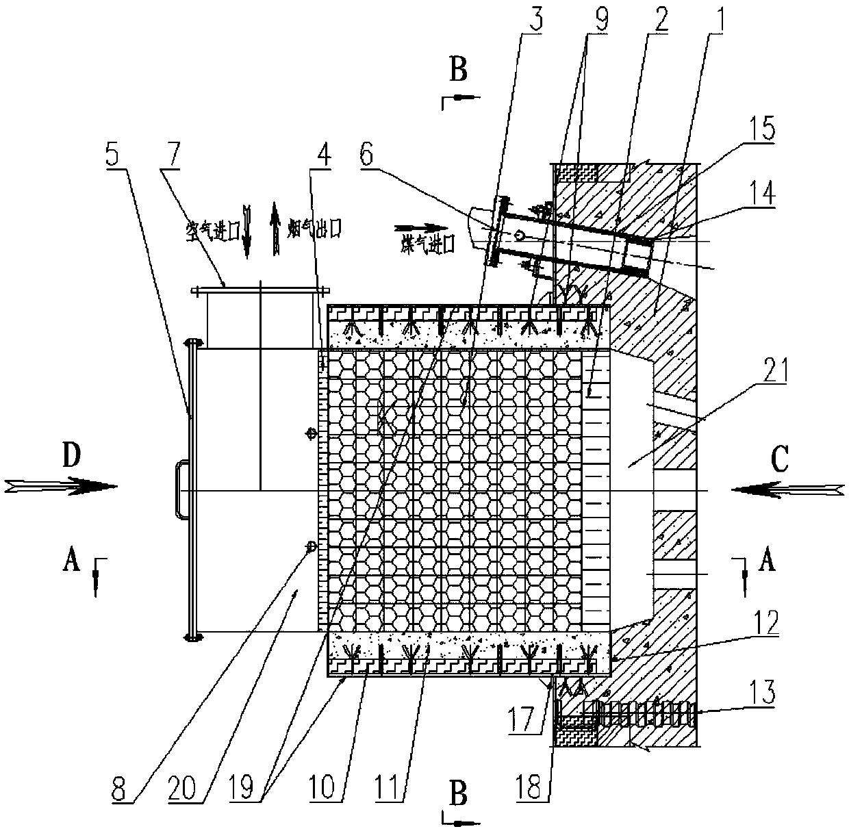 Upper and lower combined low-NOx single regenerative burner