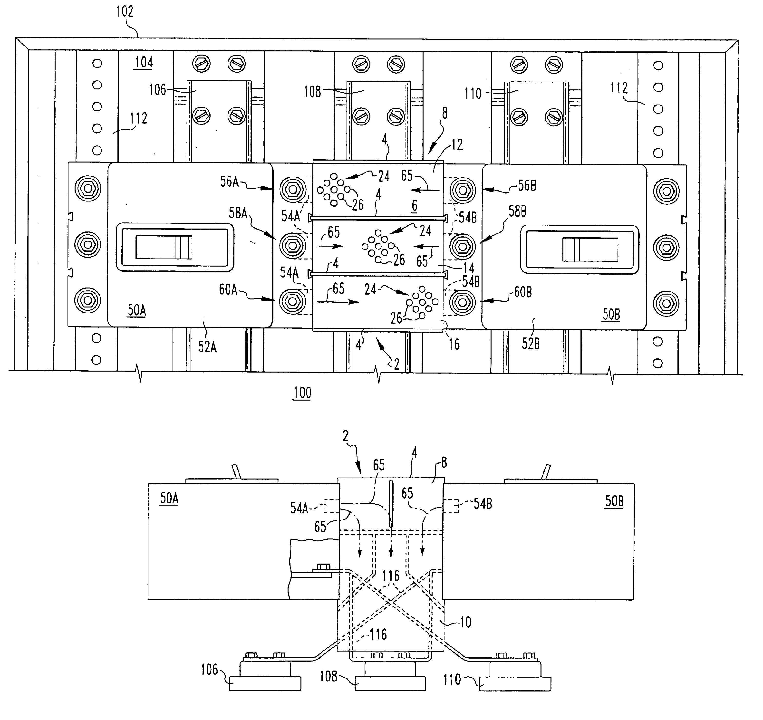 Gas segregator barrier for electrical switching apparatus