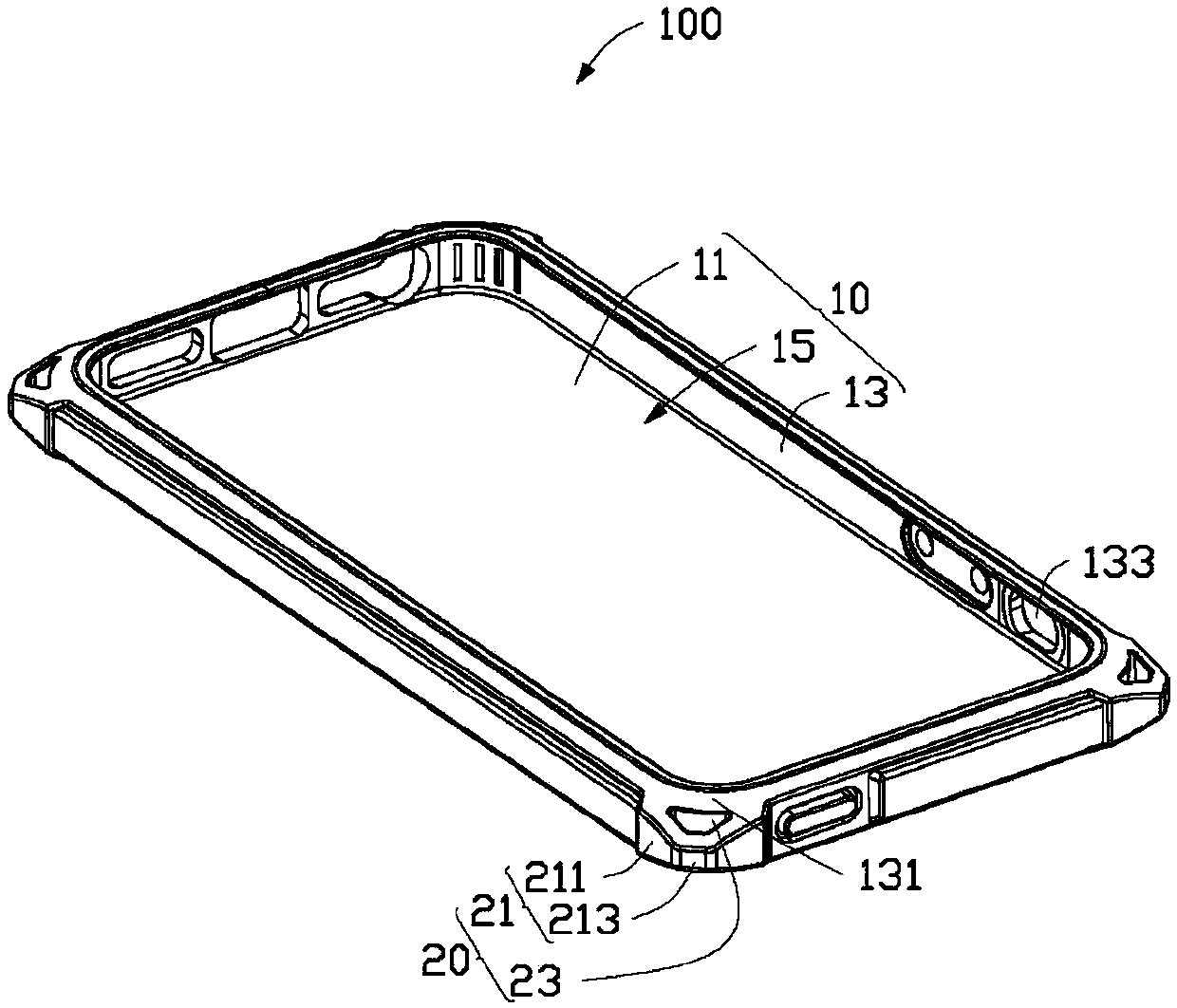 Protective case having shock absorption function and applicable to portable electronic devices