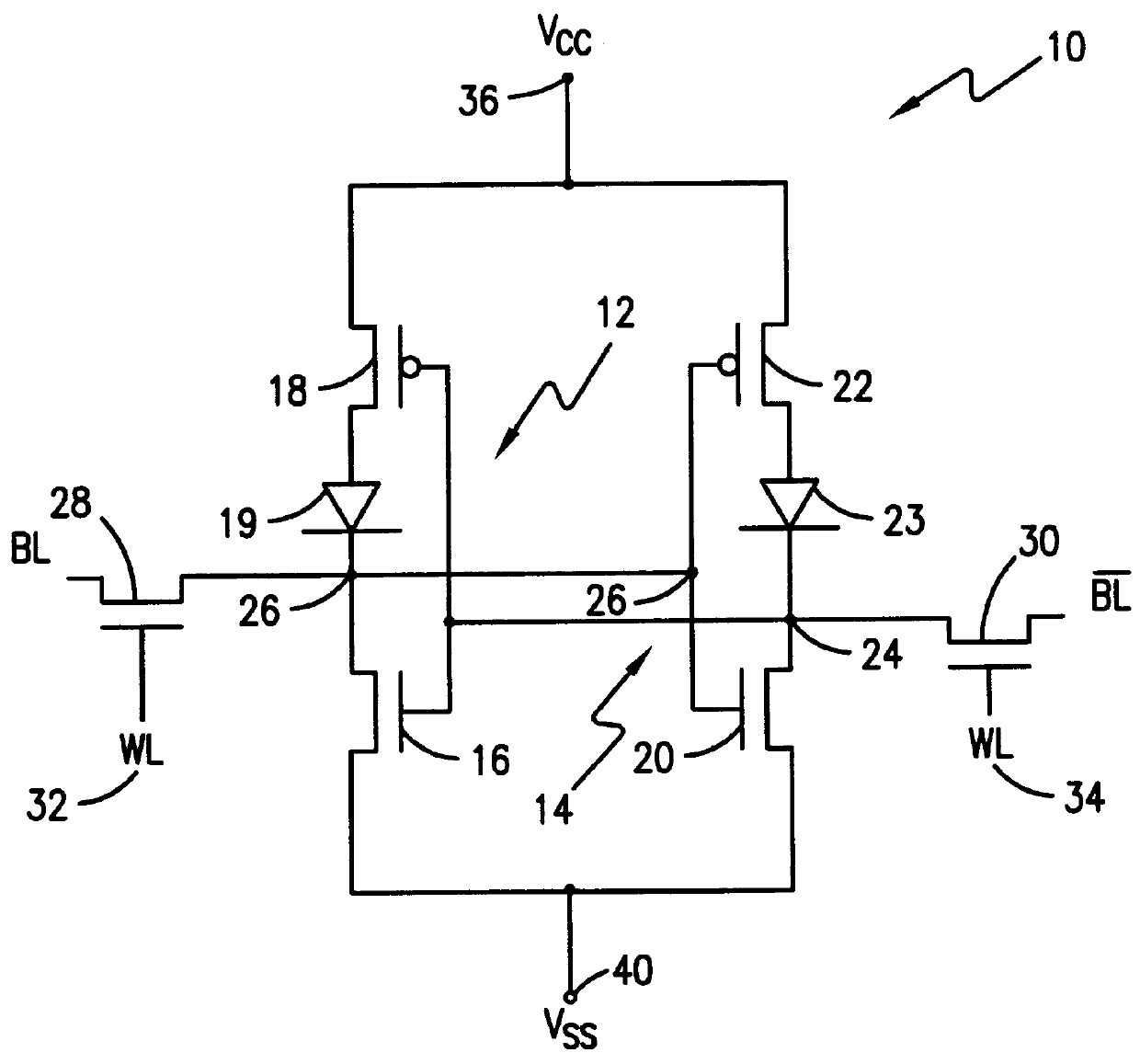 SRAM cell structure with dielectric sidewall spacers and drain and channel regions defined along sidewall spacers