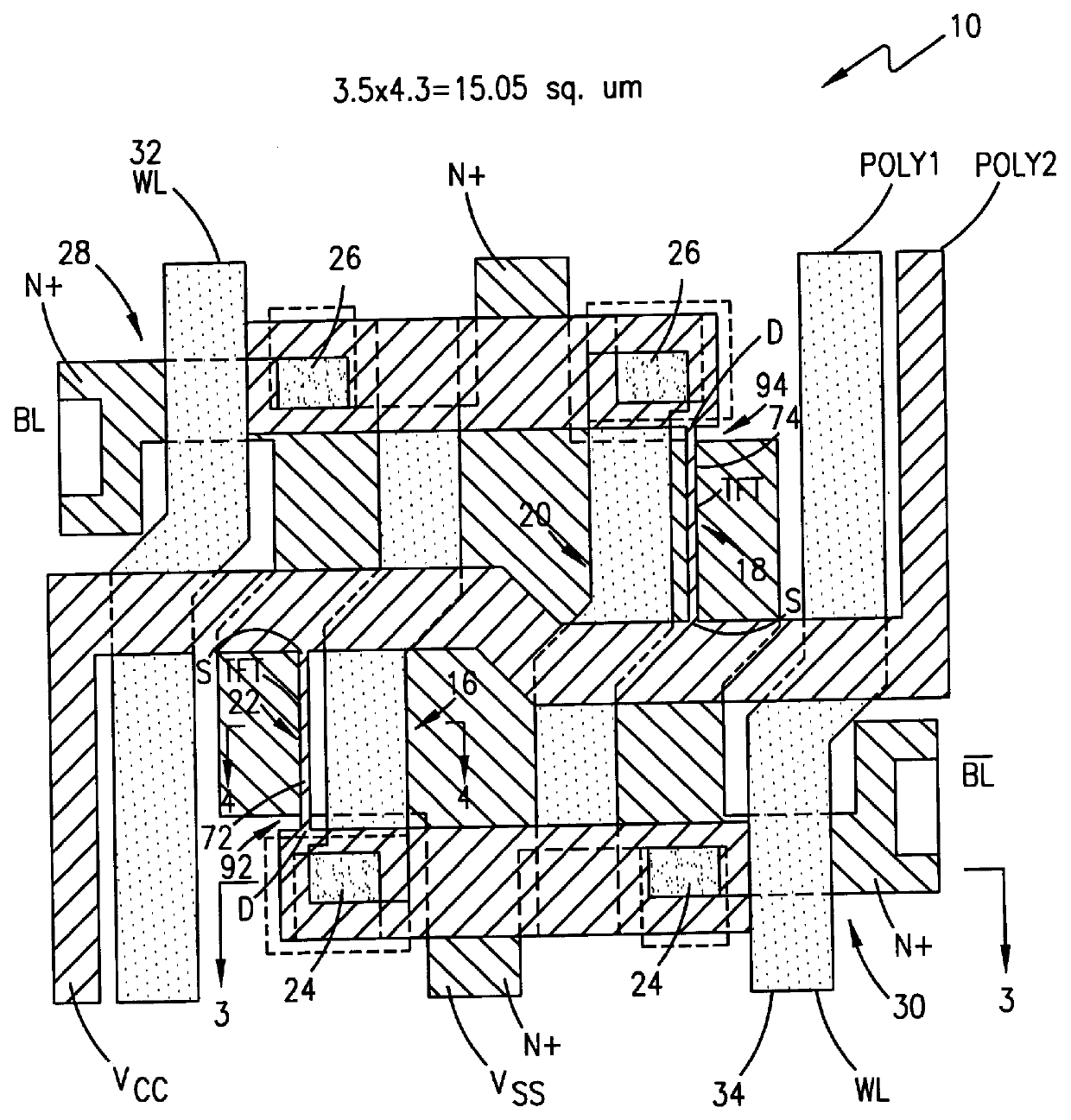 SRAM cell structure with dielectric sidewall spacers and drain and channel regions defined along sidewall spacers