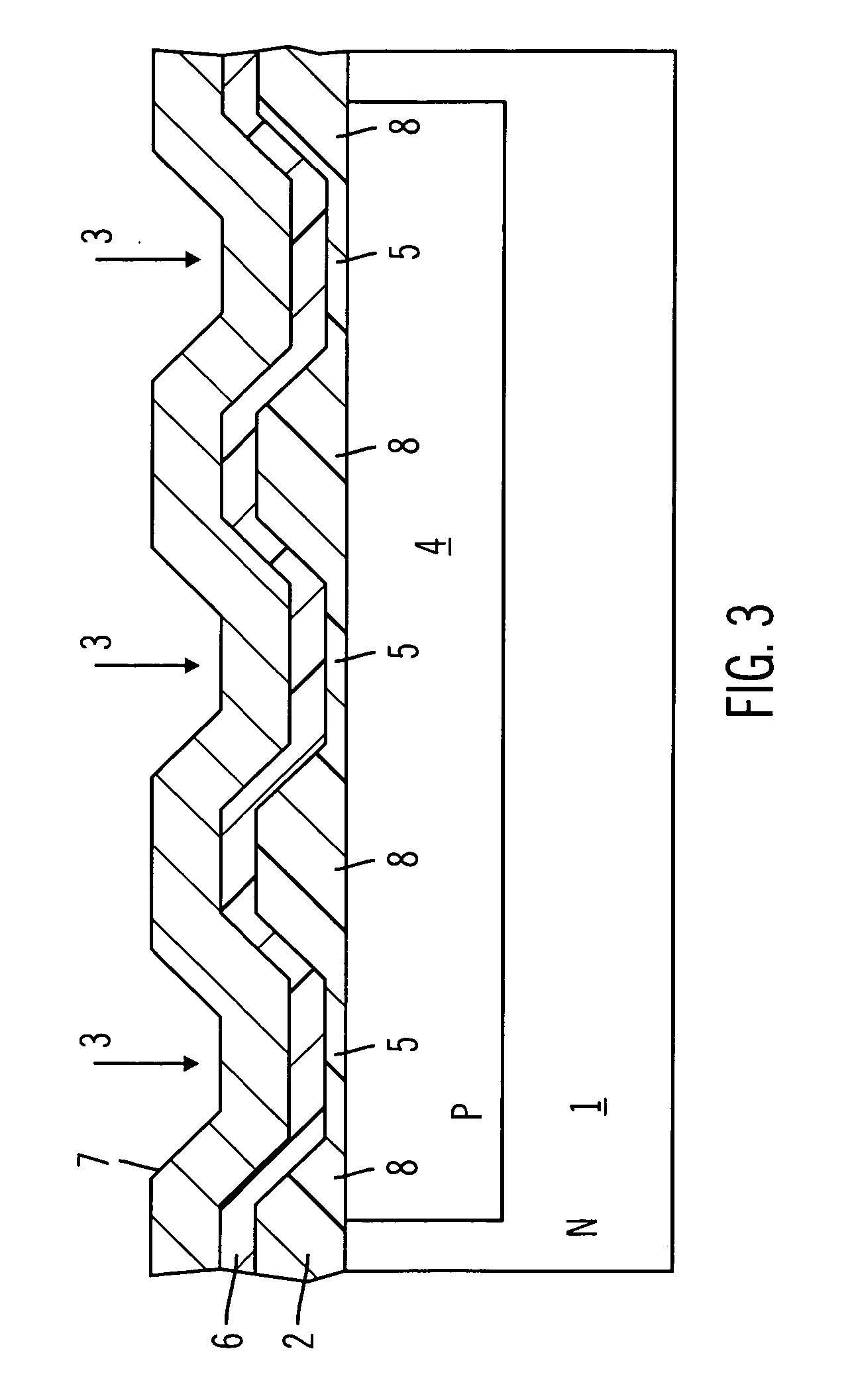 Process for manufacturing MOS semiconductor device having inactive zone with alternating thickness silicon oxide layer