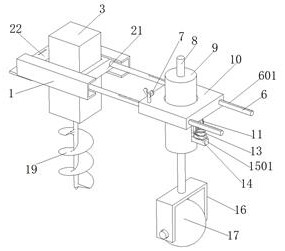 Pit digging and spacing device of tree pit digging machine for forestry planting