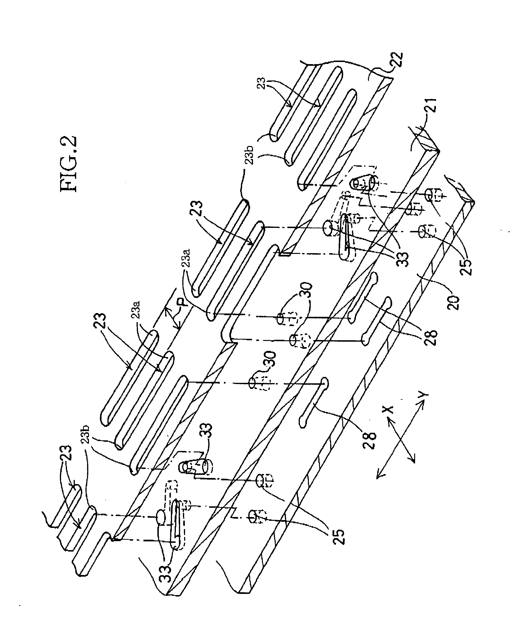 Sheet-member stacked structure, lead frame, lead-frame stacked structure, sheet-member stacked and adhered structure, and ink jet printer head