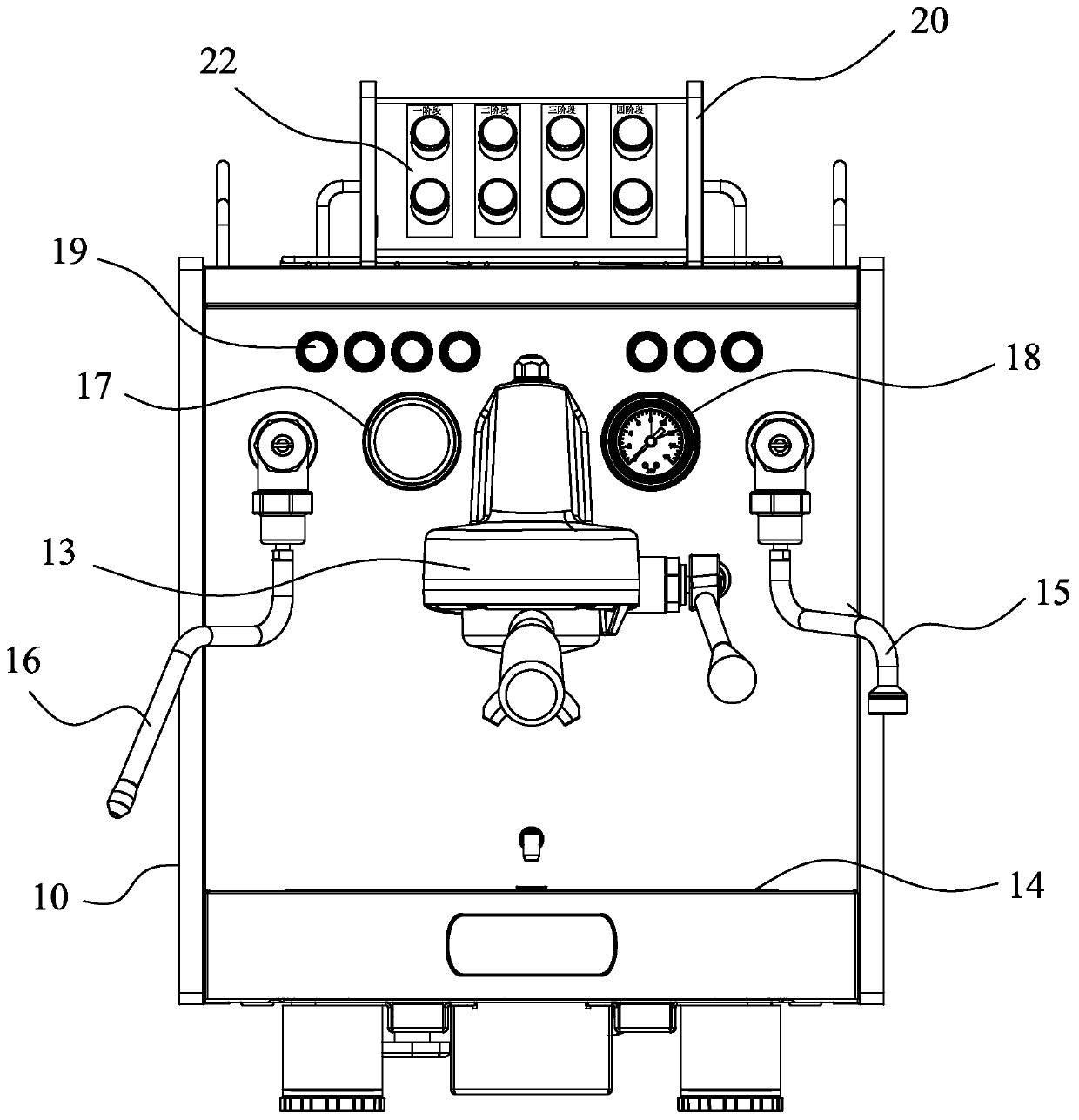 Segmented pressure adjusting coffee machine and coffee brewing method thereof