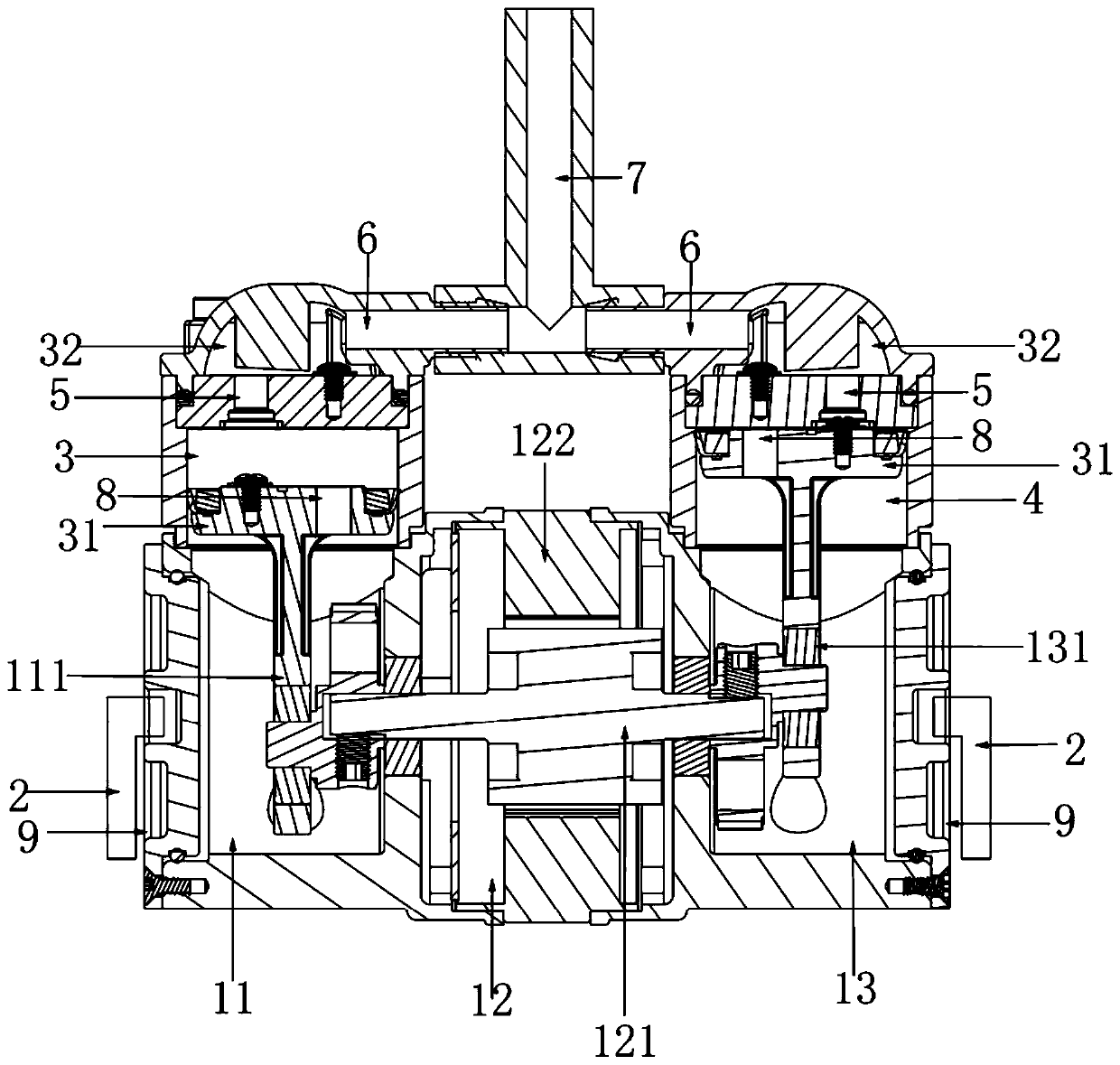 Micro oil-free double-cylinder compressor