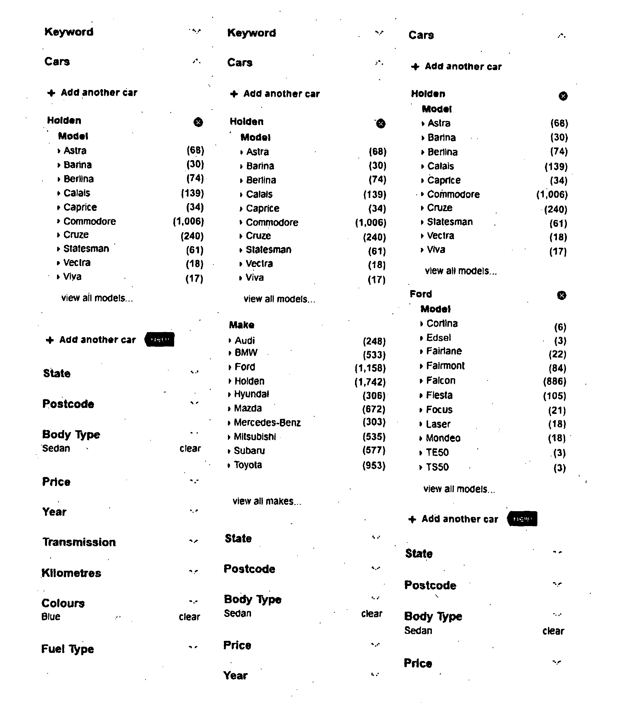 System and method for implementing multi-faceted search queries