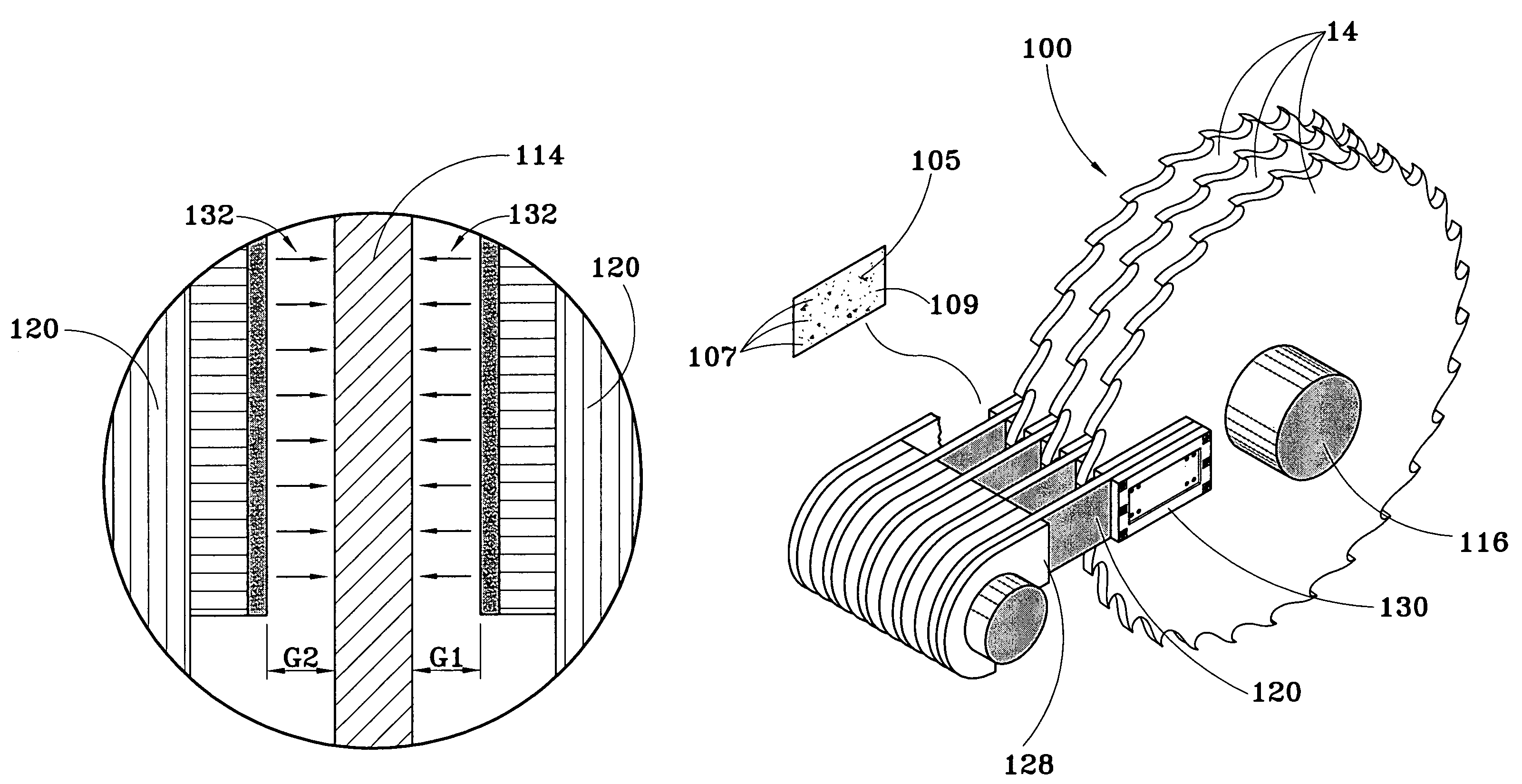 Multiple-blade saw system with magnetic bearing guide blocks and ferromagnetic lubricant, coolant and coating system