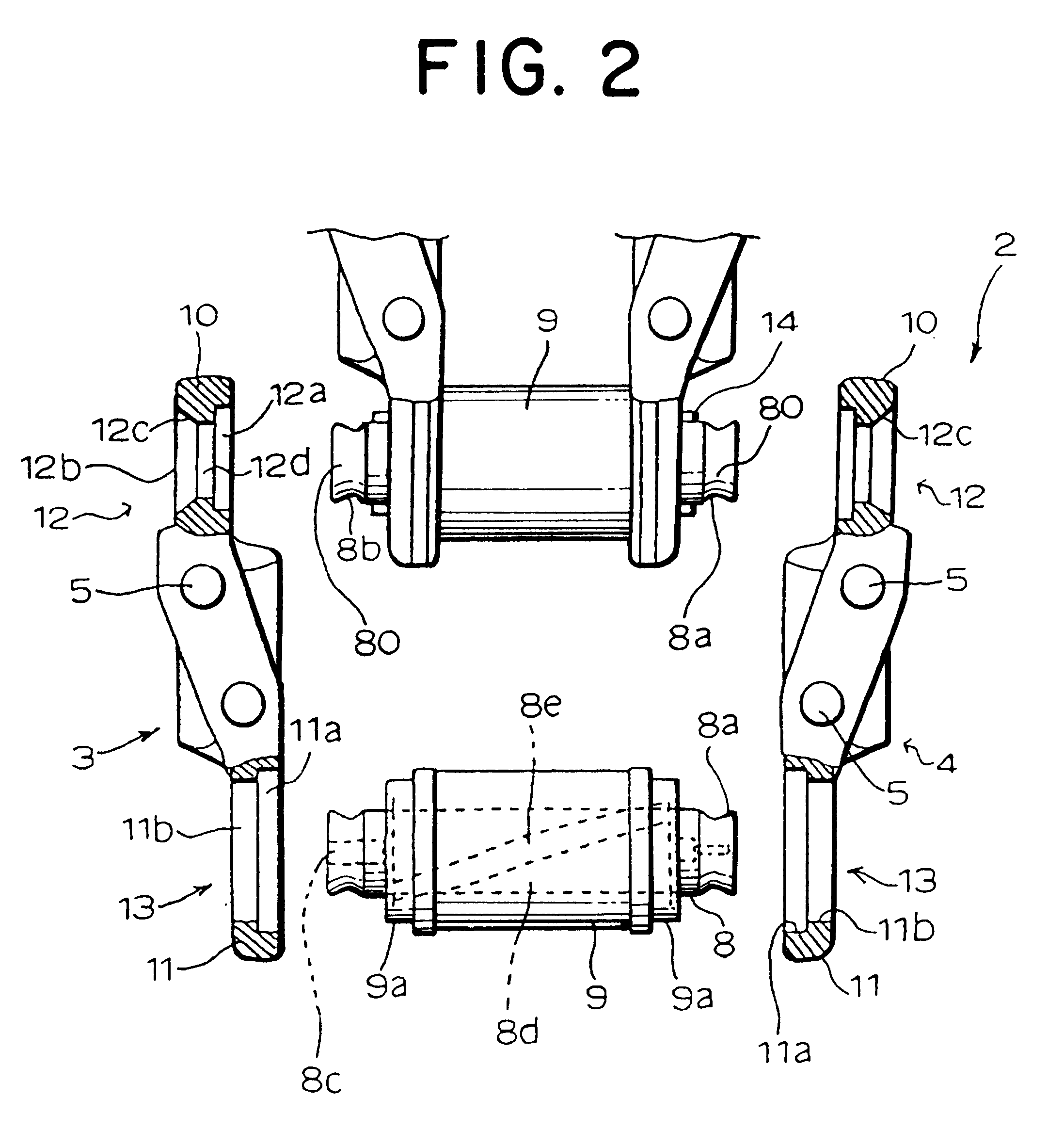 Link-and-pin fixing structure for a crawler chain