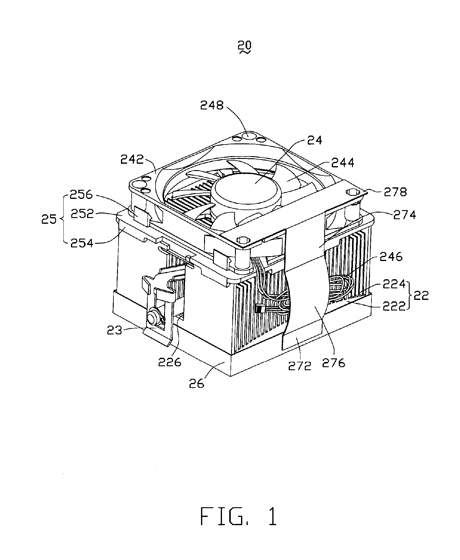 Heat dissipation device having power wires fixture