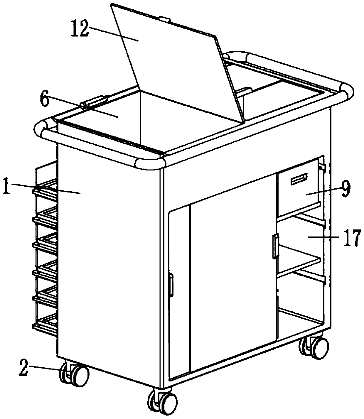 Sterilization supply center novel loading, transferring and cooling vehicle