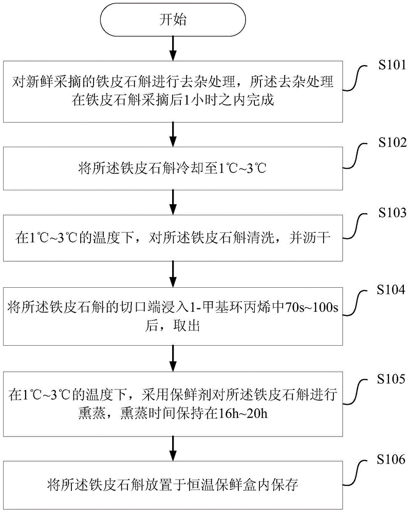 Preservation method of dendrobium officinale