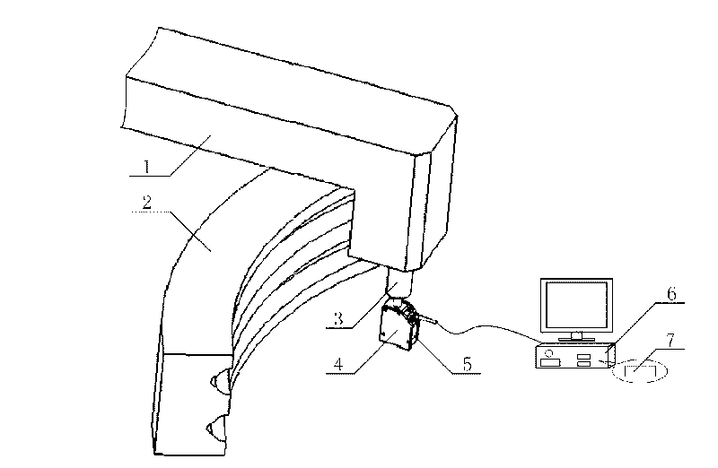 Non-contact type on-line measurement device and method of large-size bearing roller way