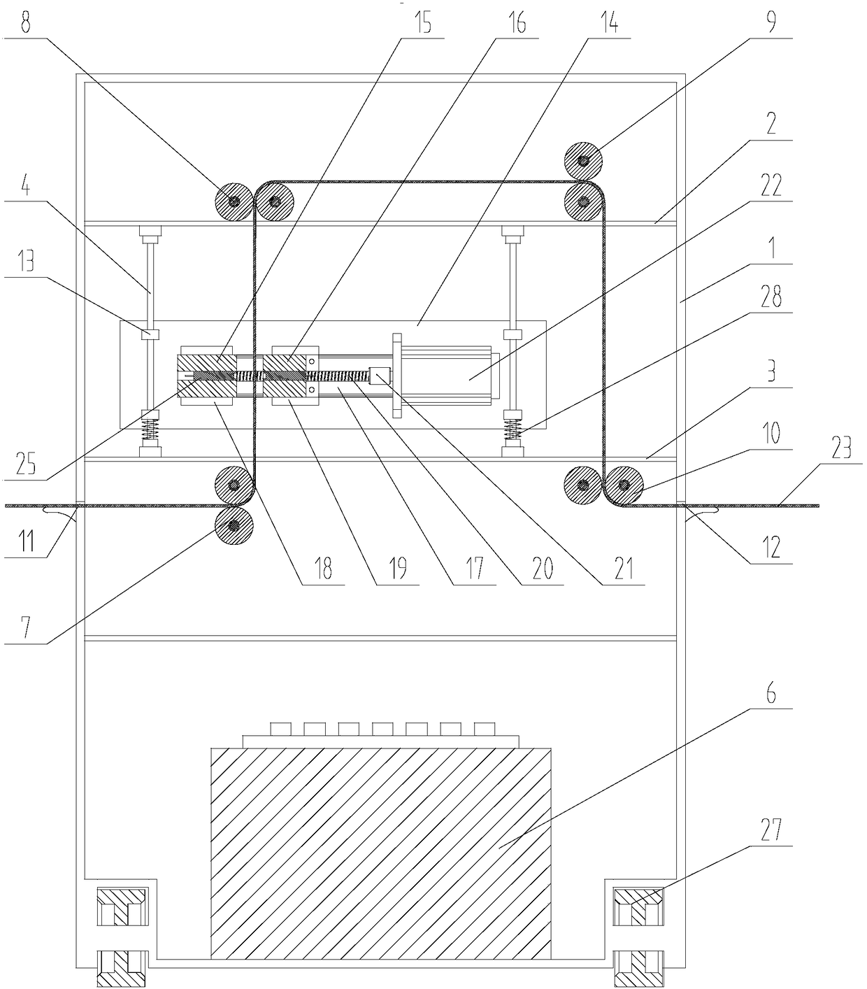 A device for detecting the thickness of steel strip coils for production