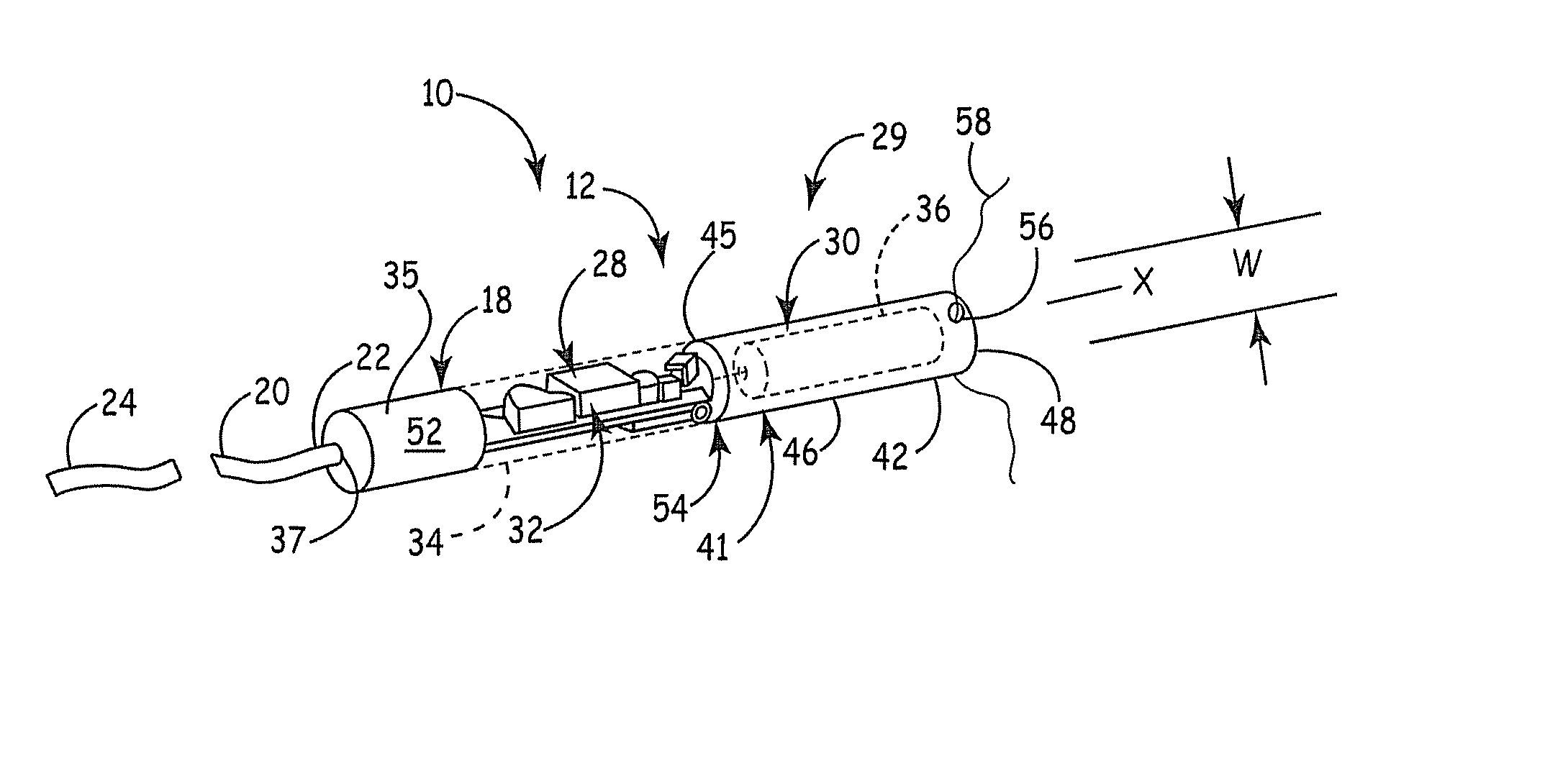 Battery with suture hole