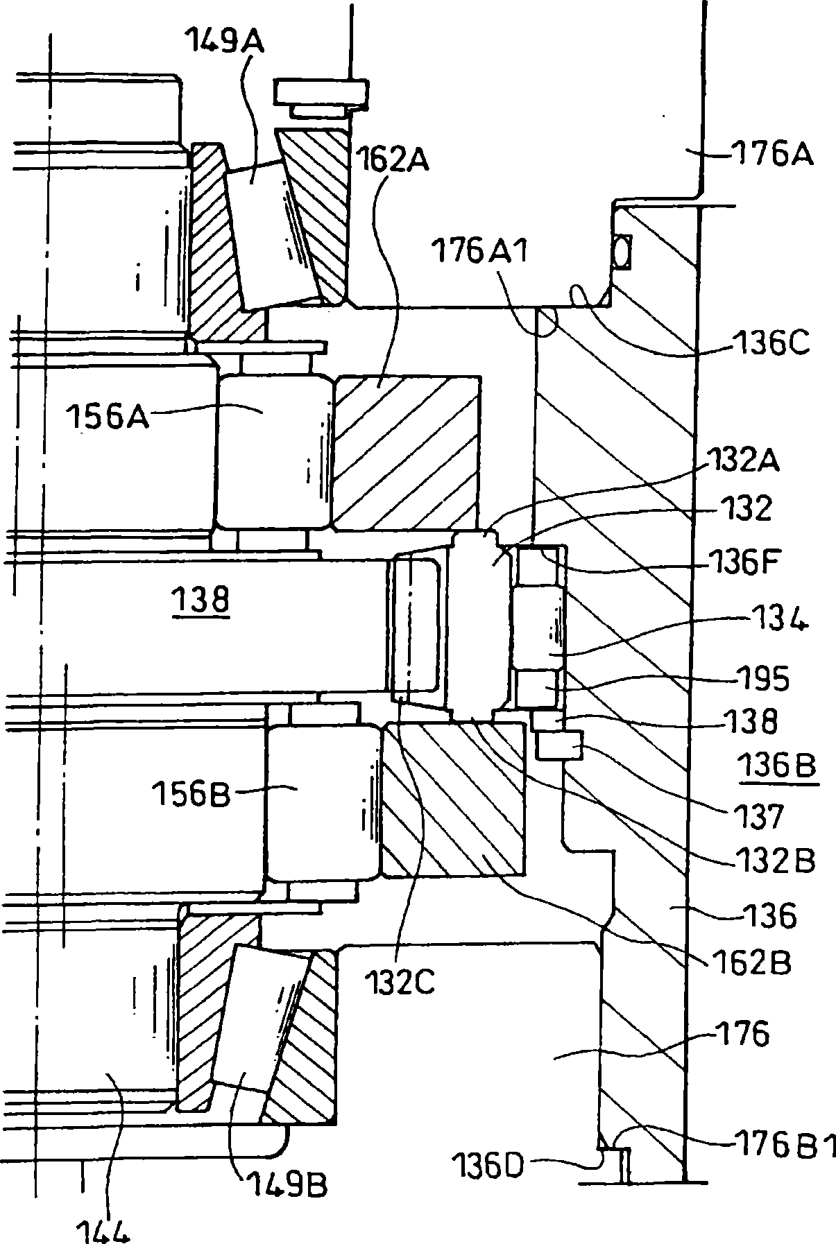 Swinging inner-connected meshed planetary gear structure