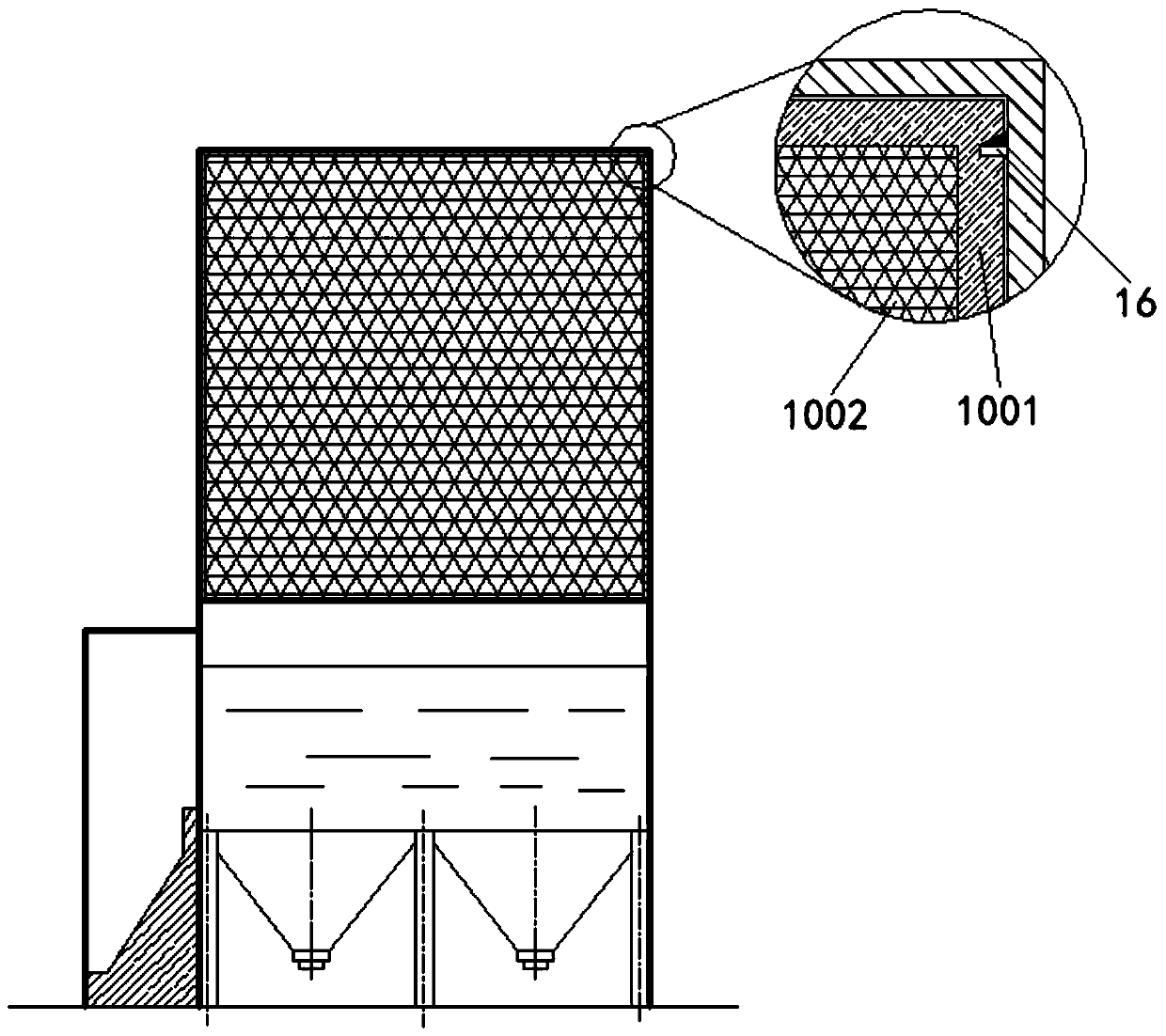 Phase change-based flue gas end dehydration fine dust removal device