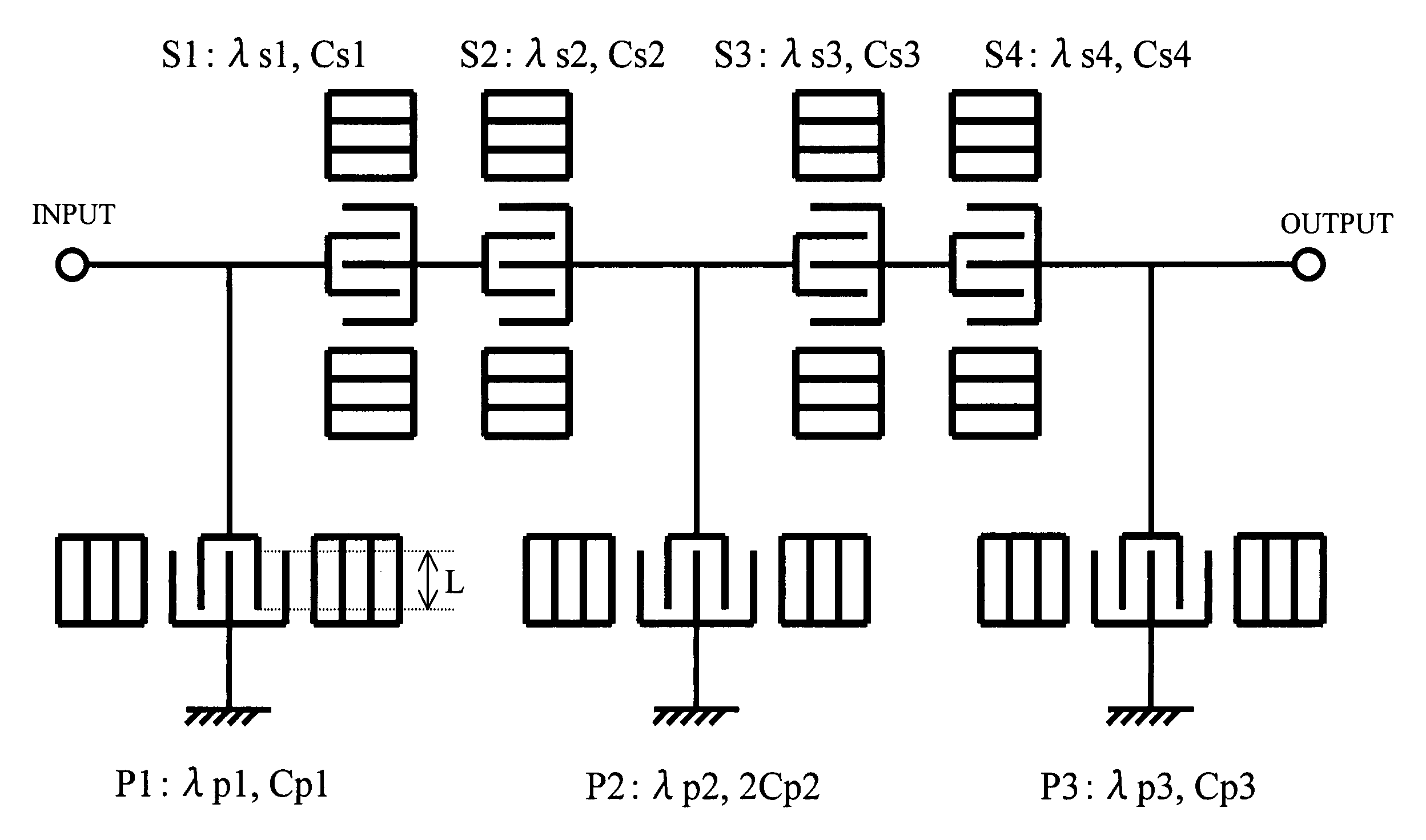 Surface acoustic wave ladder filter device having resonators with different electrode pitches and electrostatic capacitances