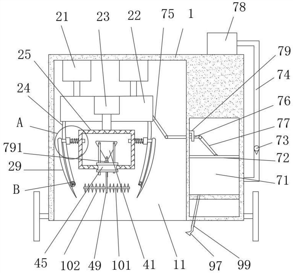 Pit digging and soil crushing device for sapling planting