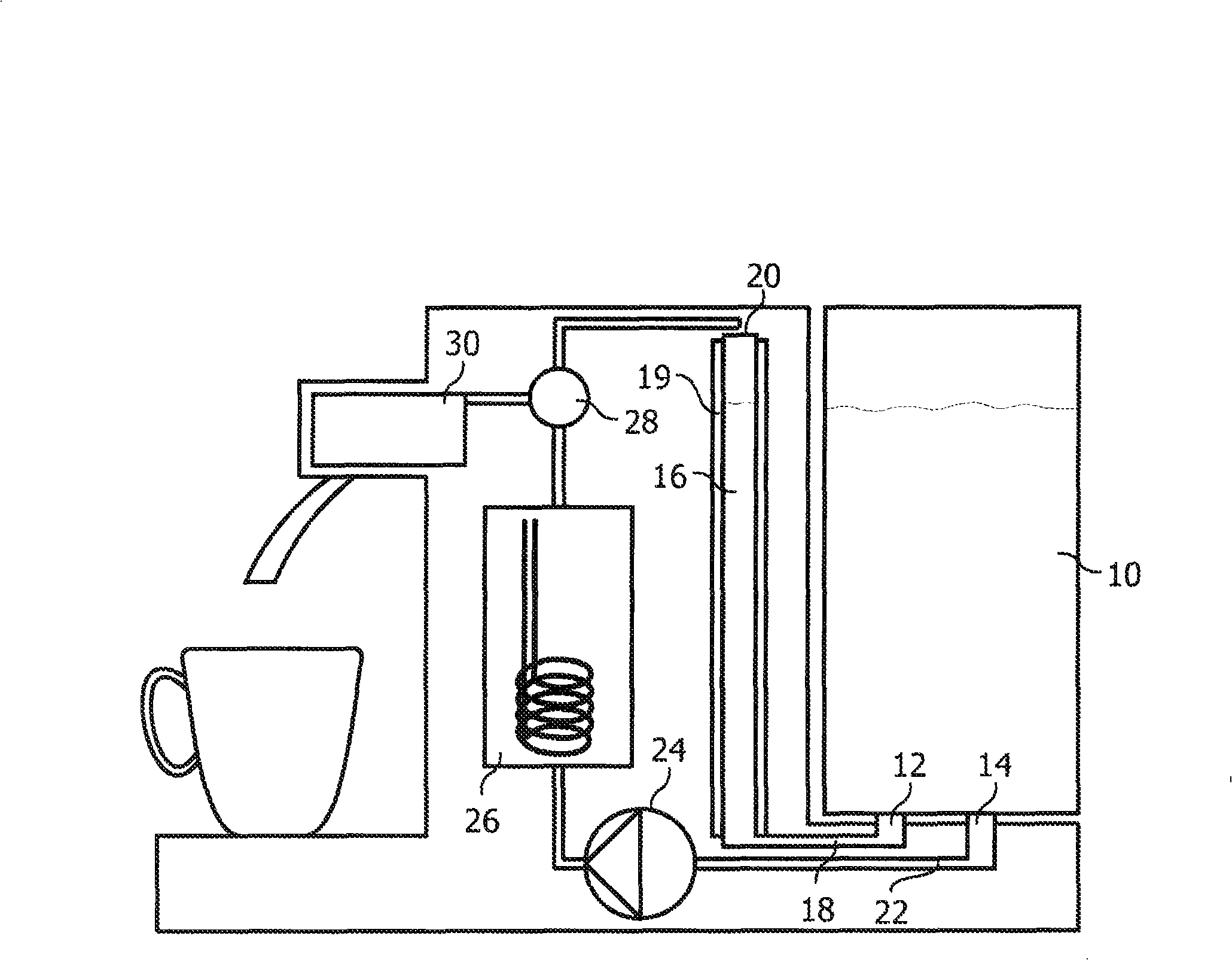 Beverage preparation machine having a liquid level sensor