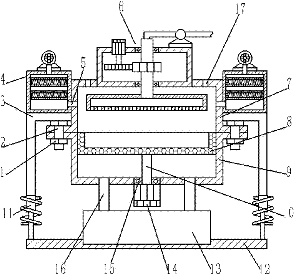 Damping type rotary spraying, washing and drying device for medical instruments