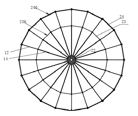 Space truss platform for round building construction and construction method using same