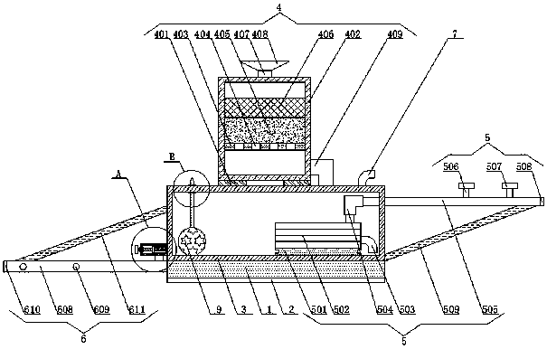 Agricultural irrigation device integrating sprinkler irrigation and drip irrigation