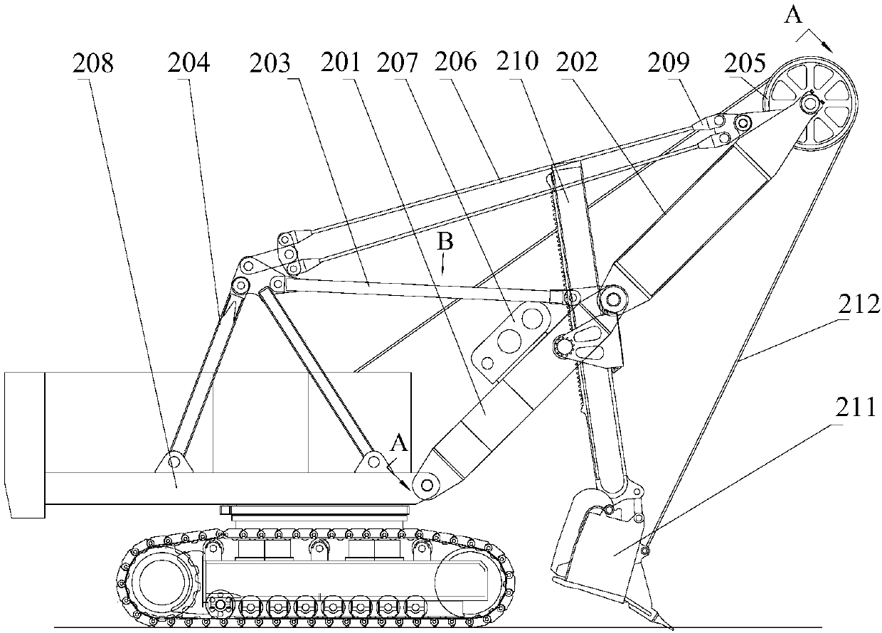 Working arm frame of excavator and excavator