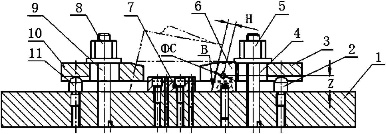 Special-shaped expansion block molded surface numerical control milling fixture and machining method