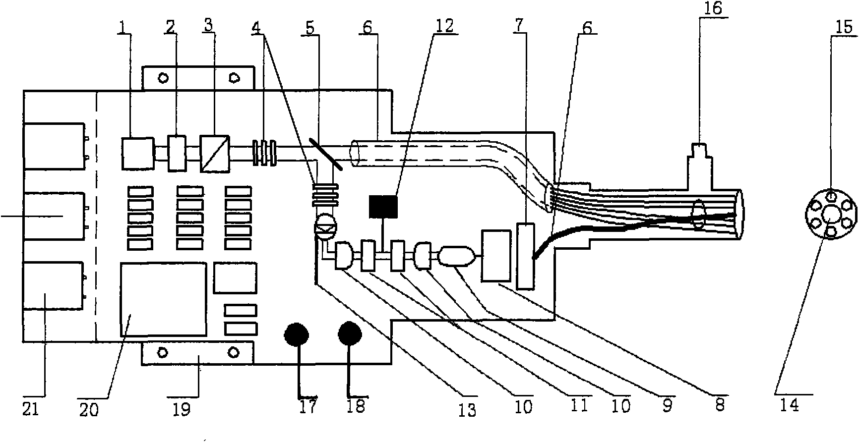 Primary productivity fluorescence detecting system of seat-base type coral reef