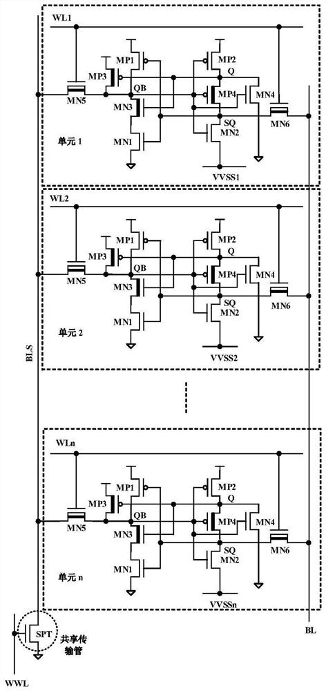 A SRAM memory cell circuit with low bit line leakage current